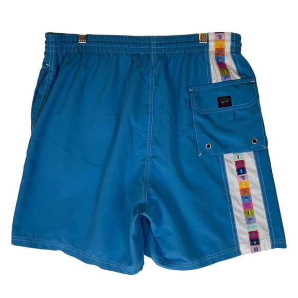 Paul & Shark Yachting Mens Blue Swim Shorts Size Large Nautical Flag Stripe - Picture 2 of 5